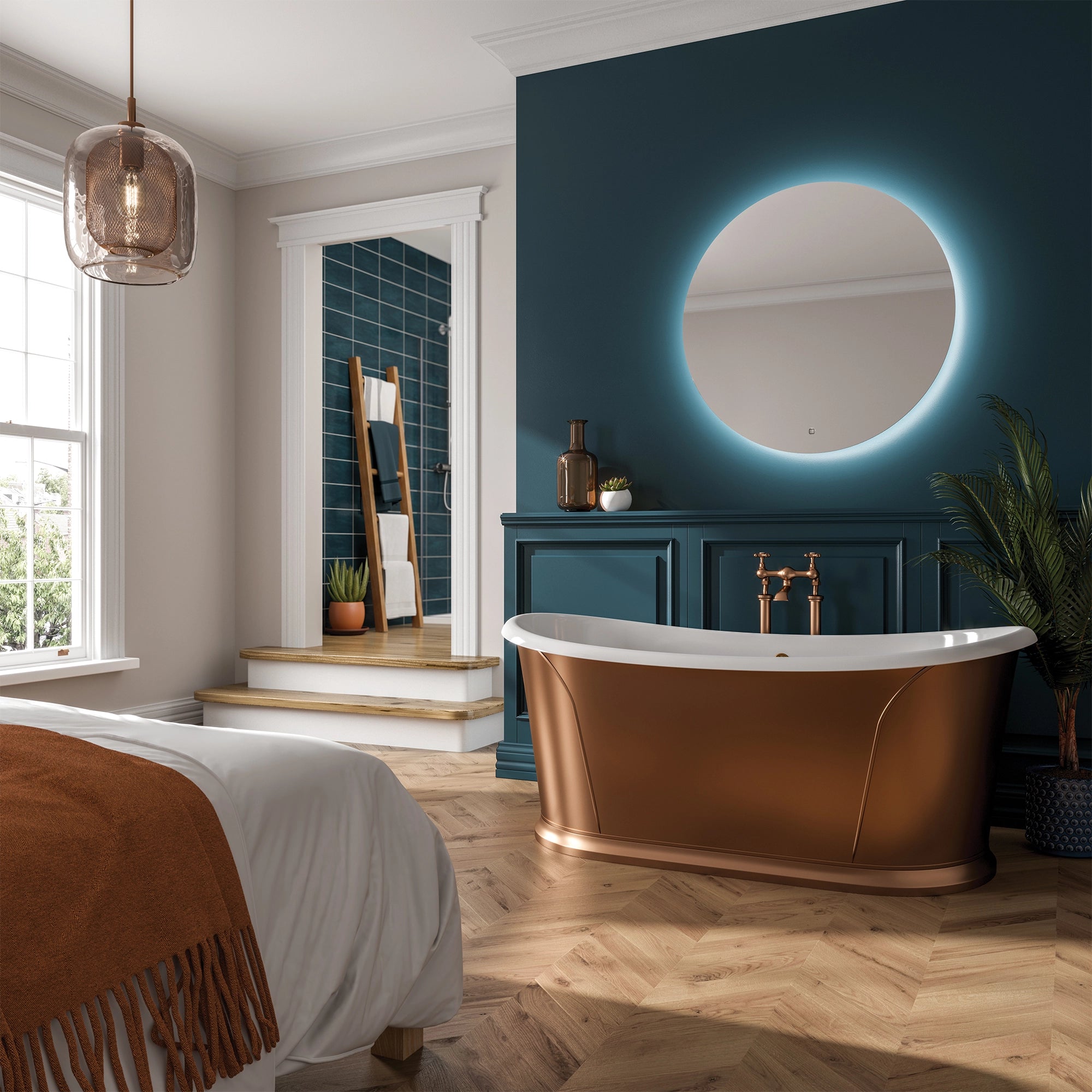 HiB Theme Adjustable Lighting Round Bathroom Mirror
