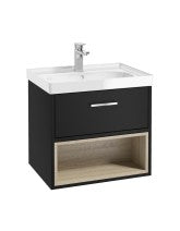 MALMO Wall Hung 60cm Single Drawer Vanity Unit Gloss Basin - Choice of Colour -Choice of Handle