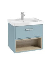 MALMO Wall Hung 60cm Single Drawer Vanity Unit Gloss Basin - Choice of Colour -Choice of Handle