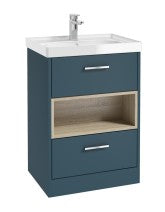 MALMO Floorstanding 60cm Two Drawer Vanity Unit Gloss Basin - Choice of Colour - Choice of Handle