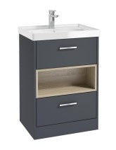 MALMO Floorstanding 60cm Two Drawer Vanity Unit Gloss Basin - Choice of Colour - Choice of Handle