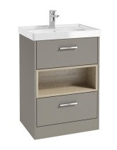 MALMO Floorstanding 60cm Two Drawer Vanity Unit Gloss Basin - Choice of Colour - Choice of Handle
