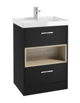 MALMO Floorstanding 60cm Two Drawer Vanity Unit Gloss Basin - Choice of Colour - Choice of Handle