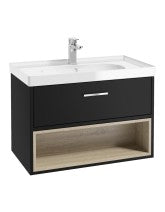 MALMO Wall Hung 80cm Single Drawer Vanity Unit Gloss Basin - Choice of Colour - Choice of Handle
