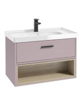 MALMO Wall Hung 80cm Single Drawer Vanity Unit Gloss Basin - Choice of Colour - Choice of Handle