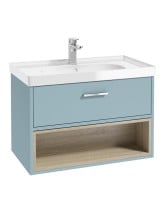 MALMO Wall Hung 80cm Single Drawer Vanity Unit Gloss Basin - Choice of Colour - Choice of Handle