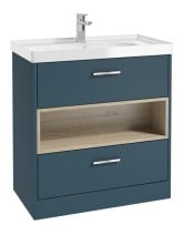 MALMO Floorstanding 80cm Two Drawer Vanity Unit Gloss Basin - Choice of Colour - Choice of Handle