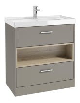 MALMO Floorstanding 80cm Two Drawer Vanity Unit Gloss Basin - Choice of Colour - Choice of Handle