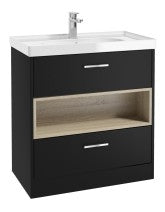 MALMO Floorstanding 80cm Two Drawer Vanity Unit Gloss Basin - Choice of Colour - Choice of Handle