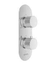 ALITA Knurled Dual Control Triple Outlet Concealed Thermostatic Shower Valve Chrome