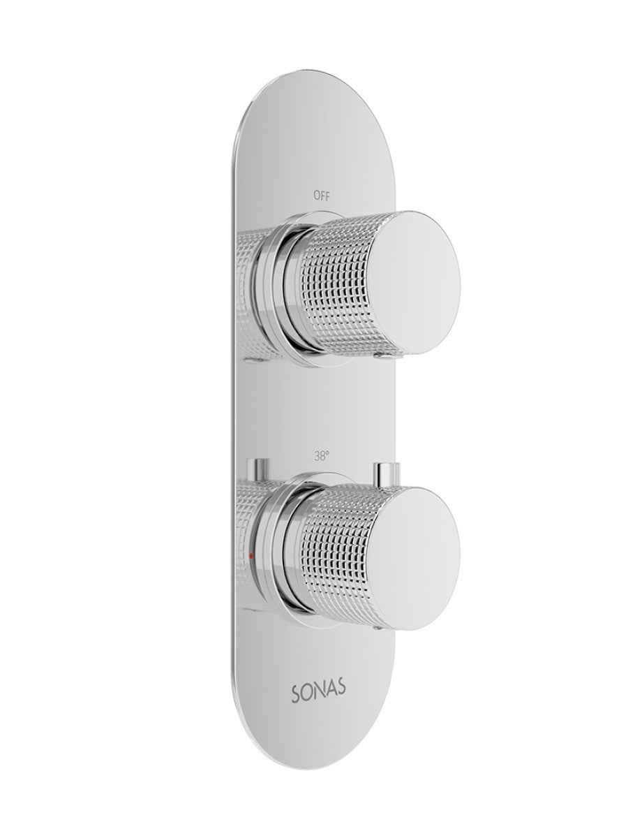 ALITA Knurled Dual Control Triple Outlet Concealed Thermostatic Shower Valve Chrome