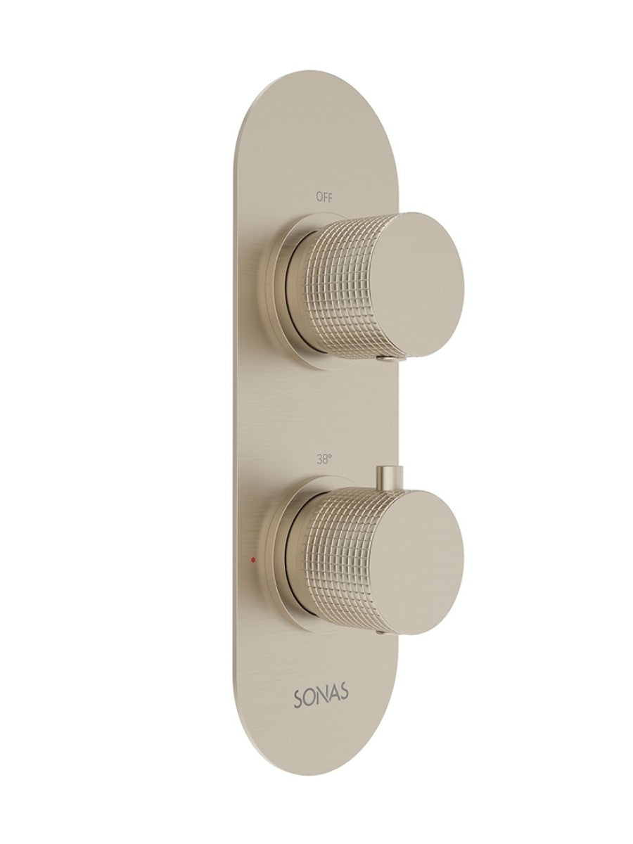 ALITA Knurled Dual Control Dual Outlet Concealed Thermostatic Shower Valve Brushed Nickel