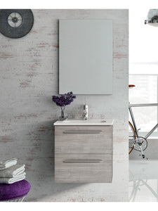 Paris 50 Sandy Grey Wall Hung Vanity Unit and Mirror Pack with Tap