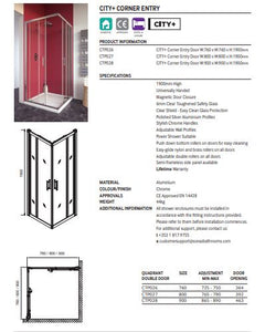City Plus 900 Corner Entry Shower Door