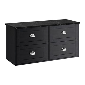 Clayton 2 Drawer Wall Unit Graphite Ash with Black Marquina Worktop