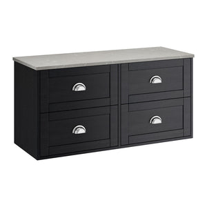 Clayton 2 Drawer Wall Unit Graphite Ash with Light Cement Worktop