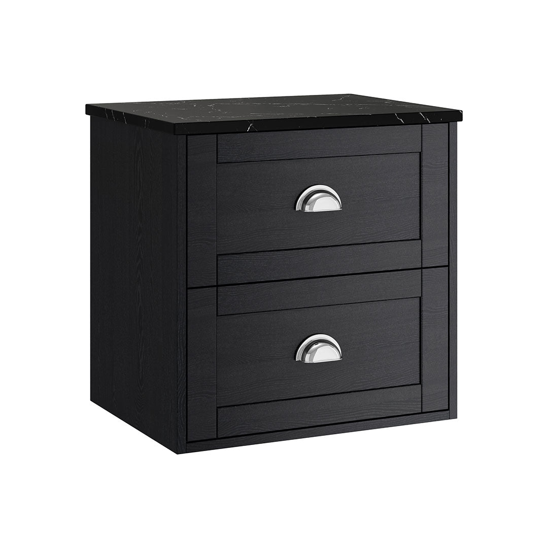 Clayton 2 Drawer Wall Unit Graphite Ash with Black Marquina Worktop