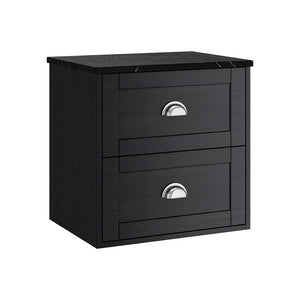 Clayton 2 Drawer Wall Unit Graphite Ash with Black Marquina Worktop