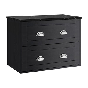 Clayton 2 Drawer Wall Unit Graphite Ash with Black Marquina Worktop
