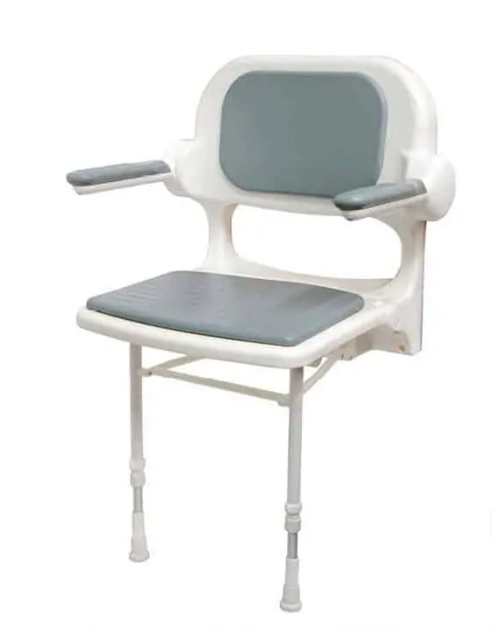 Fold Up Shower Seat Grey with Back & Arms
