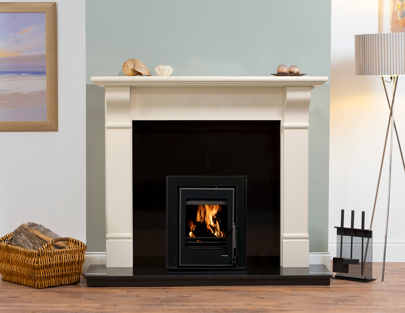 Napoli  54" Fireplace Bundle with Choice of Colour Surround including Black Granite Hearth and Back Panel