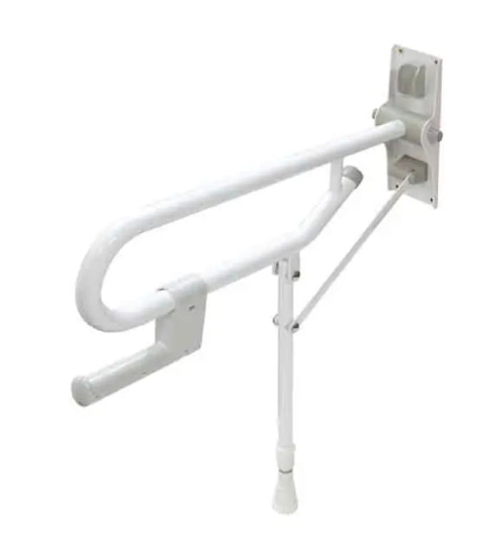 Hinged Fold Up Double Hairpin Rail with Leg- White