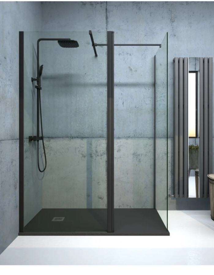 Aspect 900mm Wetroom Panel - Matt Black