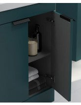 Stockholm Ocean Blue Matt 60cm 2 Door Floor Standing Vanity Unit - Brushed Chrome Handle