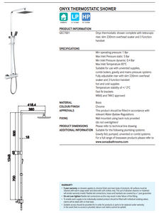 Onyx Square Exposed Thermostatic Shower Kit