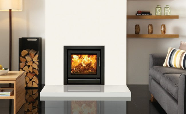 Riva 50 Wood Burning/Multi-fuel Inset Fire including a 4 sided frame